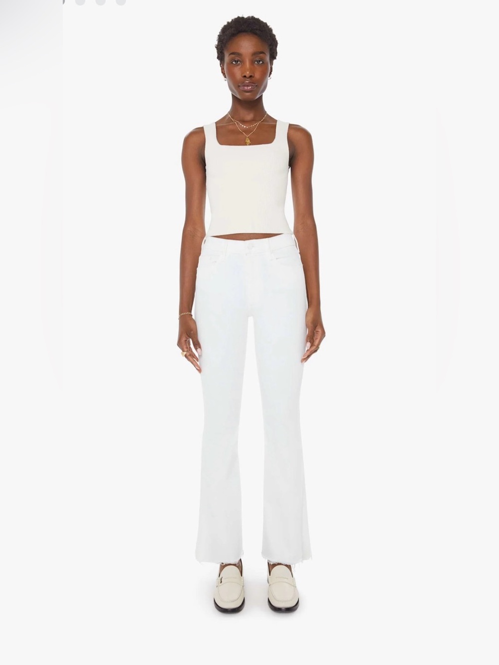 MOTHER White Flare Wide-Leg Jeans